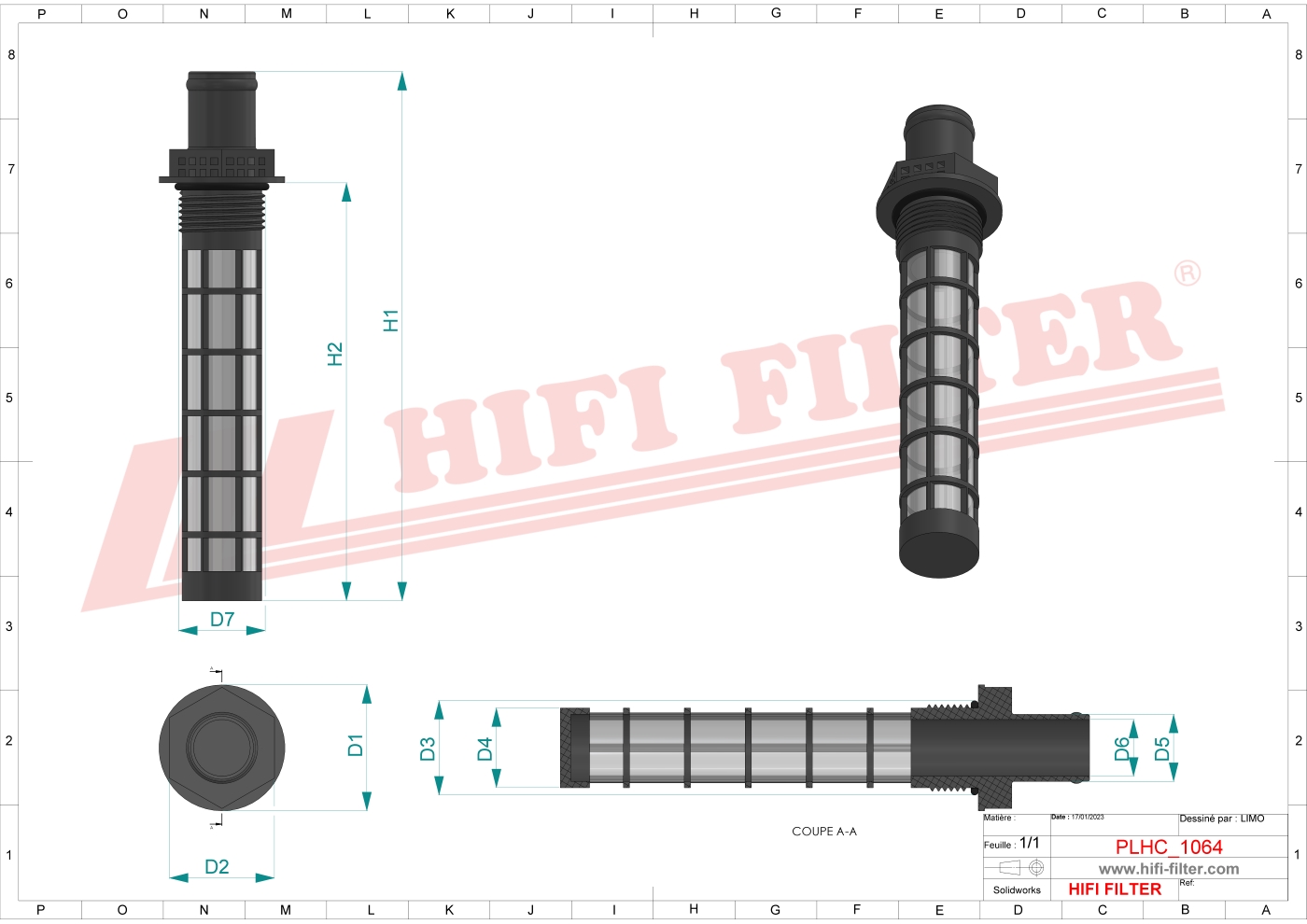 Schema tecnico Filtro olio
