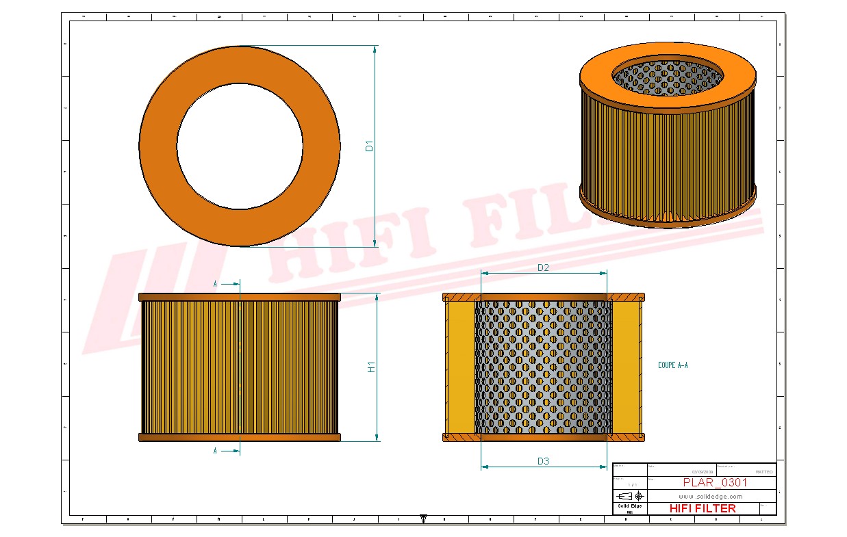 Schema tecnico Filtro aria 118-902-00125 per trattori e macchine agricole