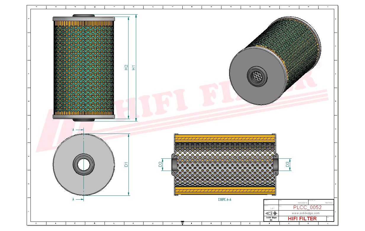 Schema tecnico Filtro carburante