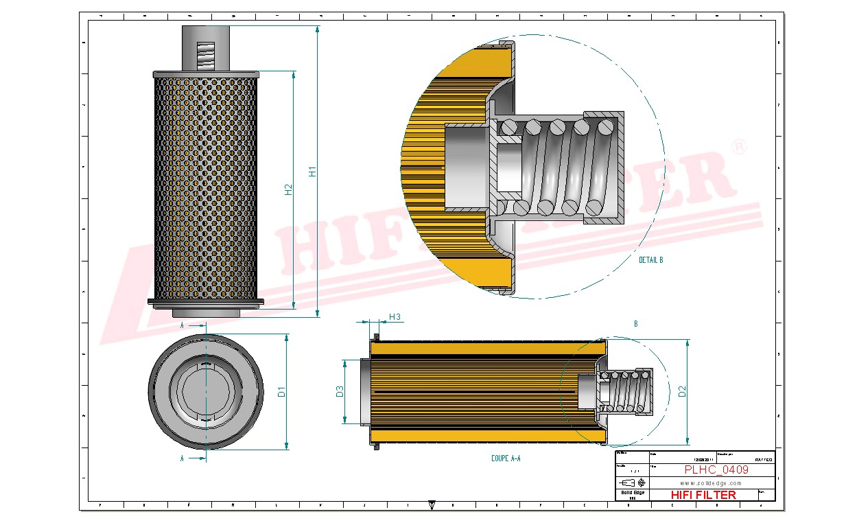 Schema tecnico Filtro olio