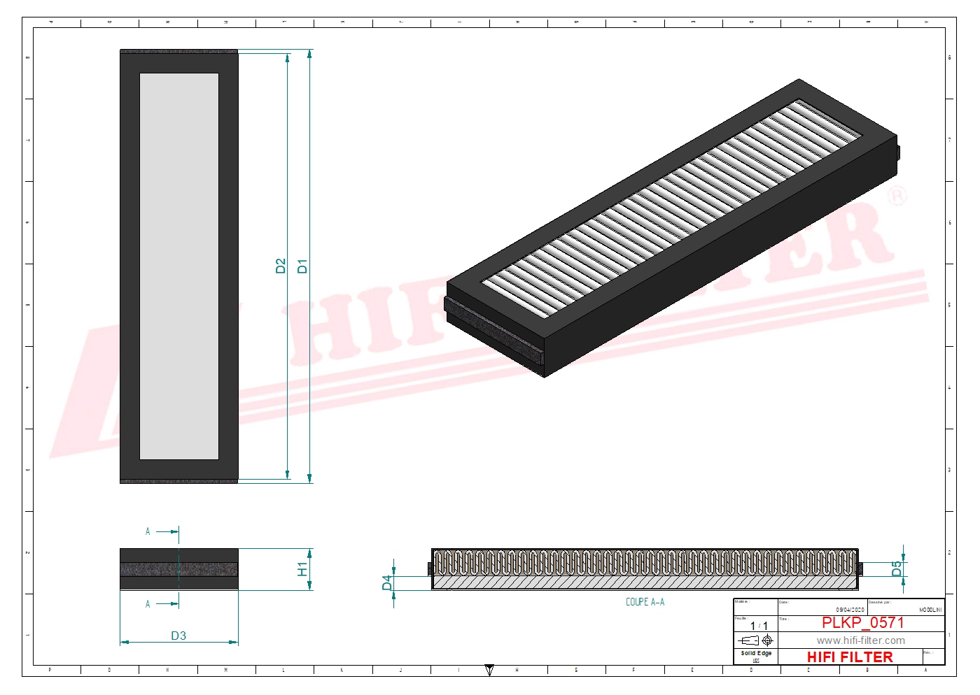Schema tecnico Filtro abitacolo