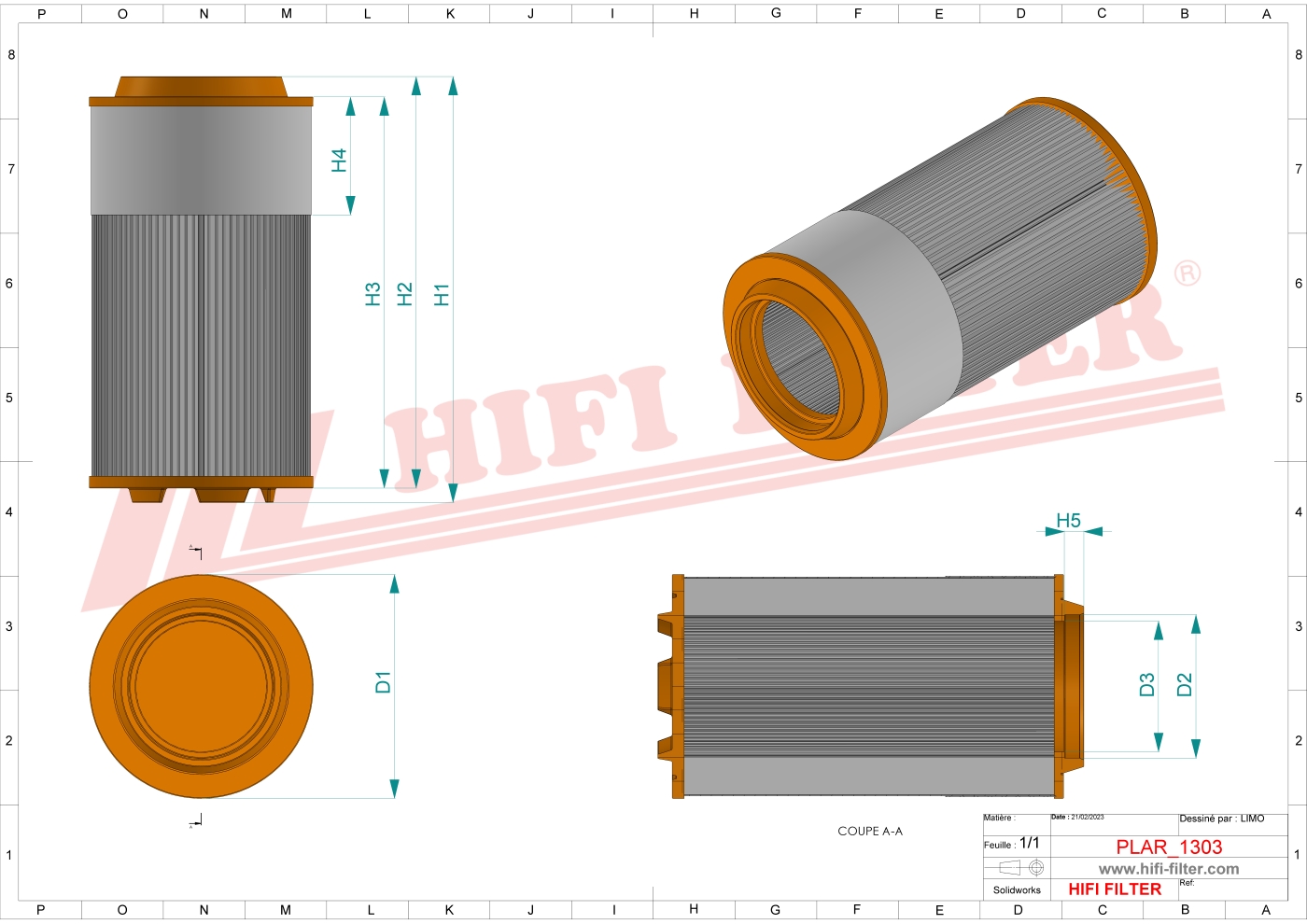 Schema tecnico Filtro aria