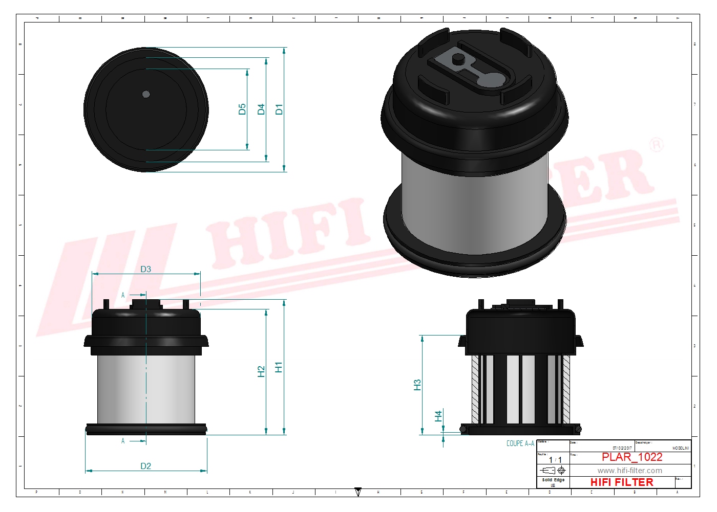 Schema tecnico Filtro aria