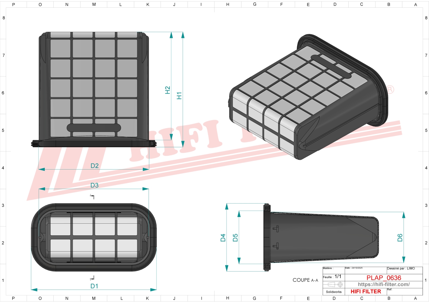 Schema tecnico Filtro aria