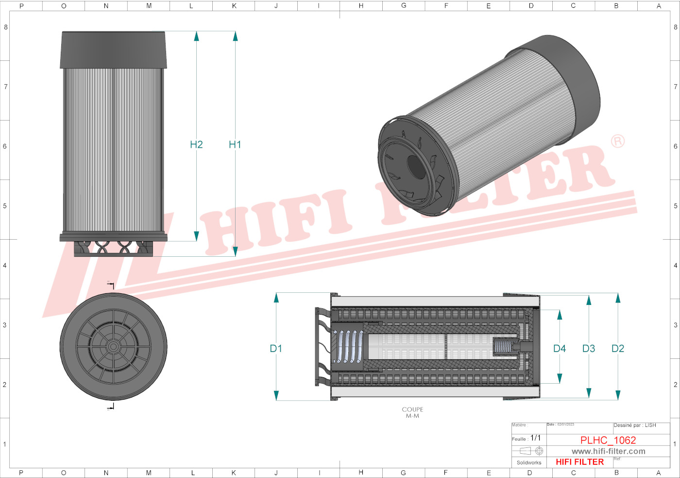 Schema tecnico Filtro olio