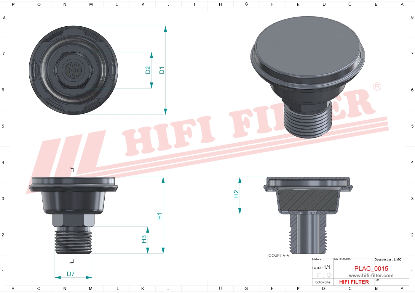 Schema tecnico Filtro Di Aerazione 8 S5820 per trattori e macchine agricole