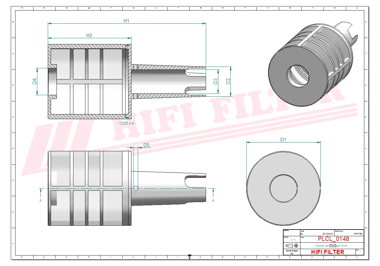 Schema tecnico Filtro carburante MIU801025 per trattori e macchine agricole
