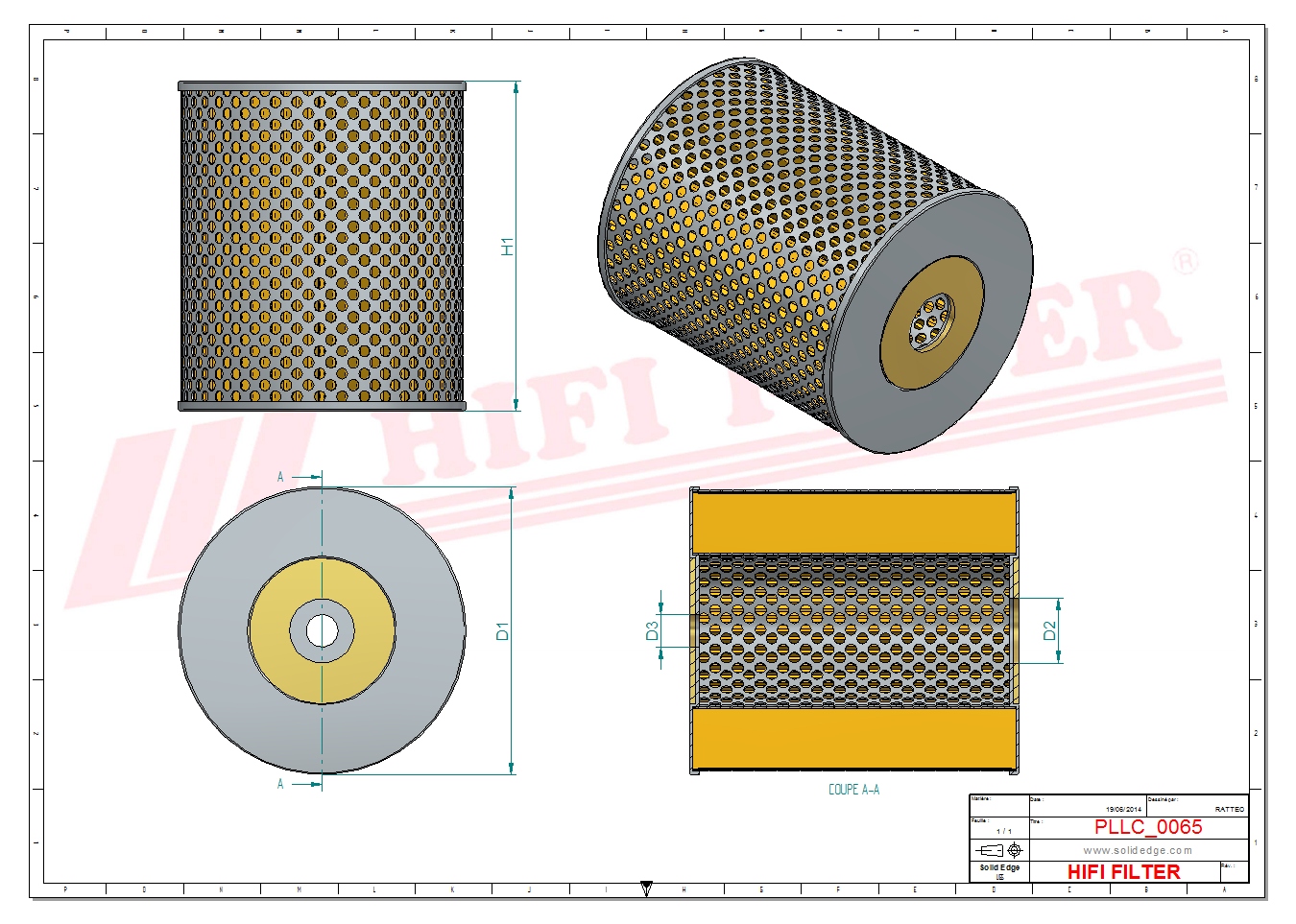 Schema tecnico Filtro olio