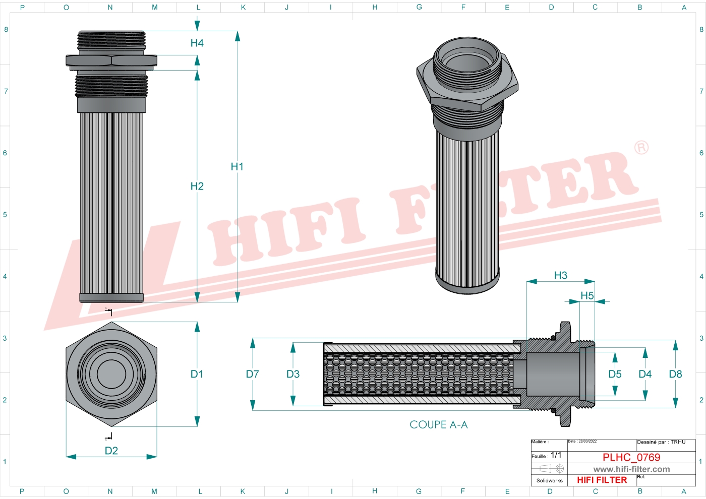 Schema tecnico Filtro olio