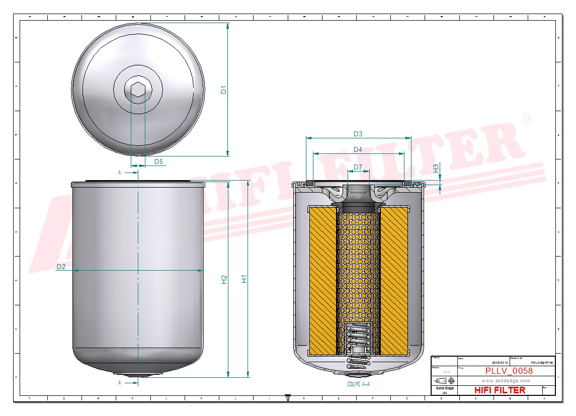 Schema tecnico Filtro olio 1529644 per trattori e macchine agricole