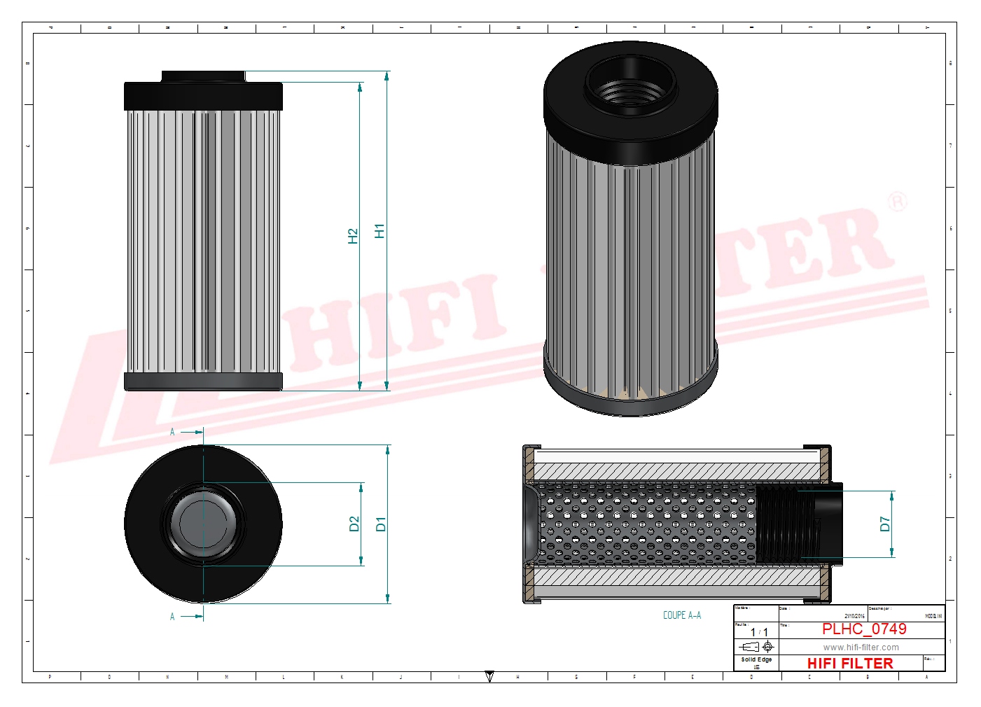 Schema tecnico Filtro olio