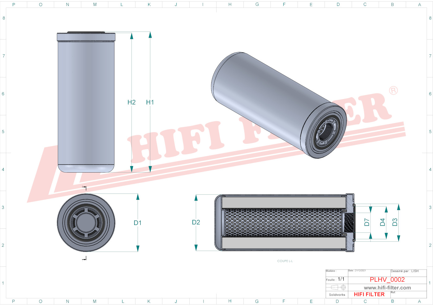 Schema tecnico Filtro idraulico 10450451 per trattori e macchine agricole