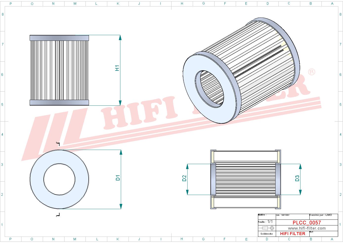 Schema tecnico Filtro carburante 1400112 per trattori e macchine agricole