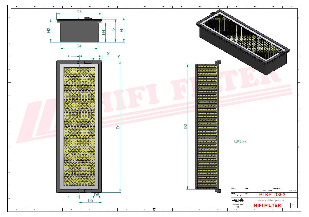 Schema tecnico Filtro abitacolo ai carboni attivi