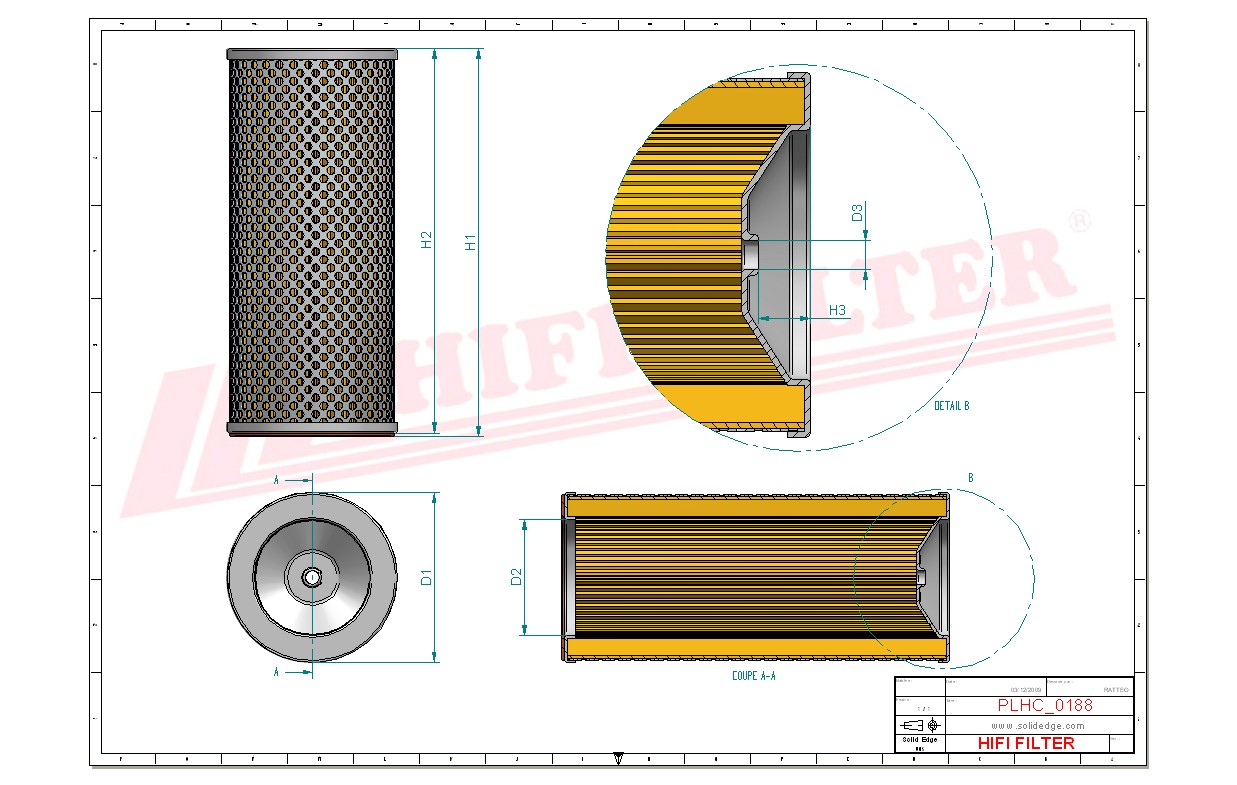 Schema tecnico Filtro olio