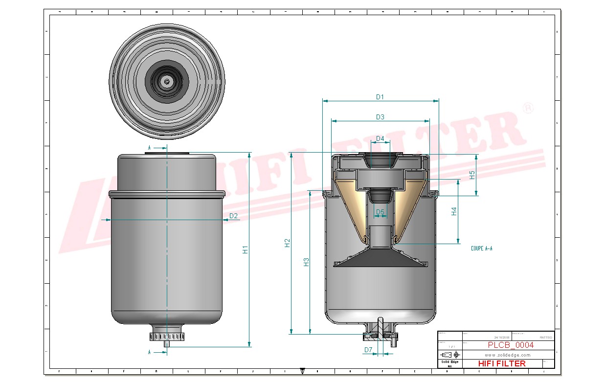 Schema tecnico Filtro carburante 0003658350 per trattori e macchine agricole