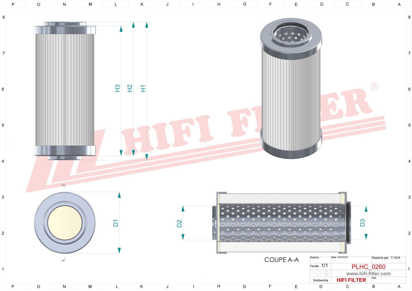 Schema tecnico Filtro idraulico 03414520.0 per trattori e macchine agricole
