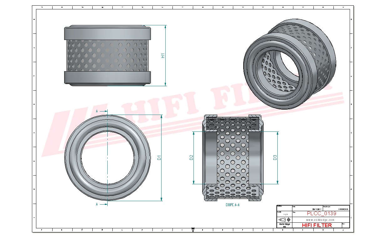 Schema tecnico Filtro carburante 1G410-52300 per trattori e macchine agricole