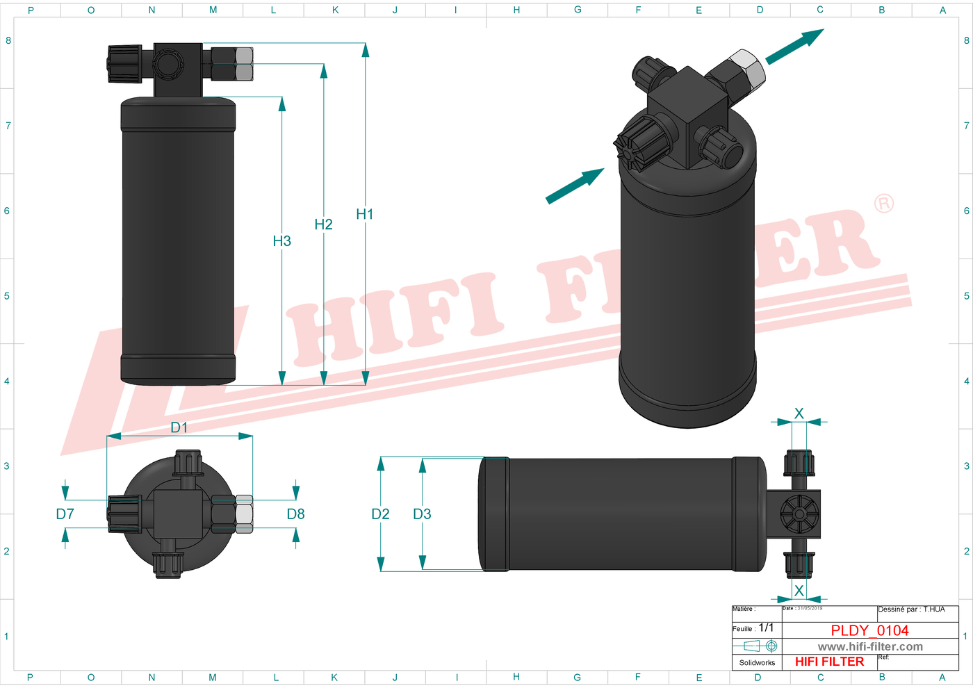 Schema tecnico Filtro carburante