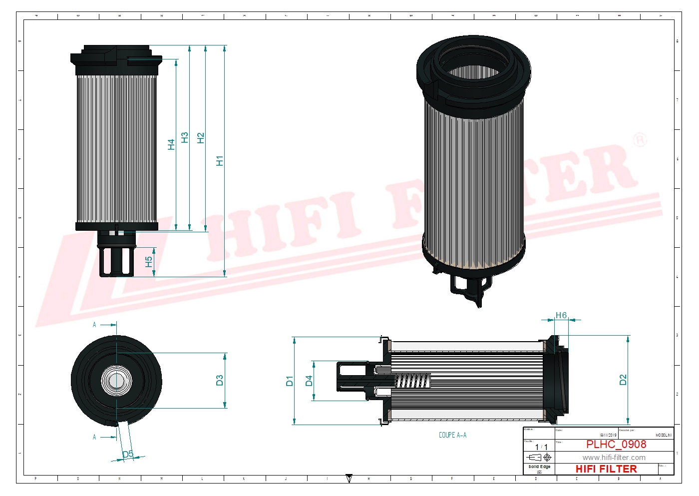 Schema tecnico Filtro idraulico 944657Q per trattori e macchine agricole