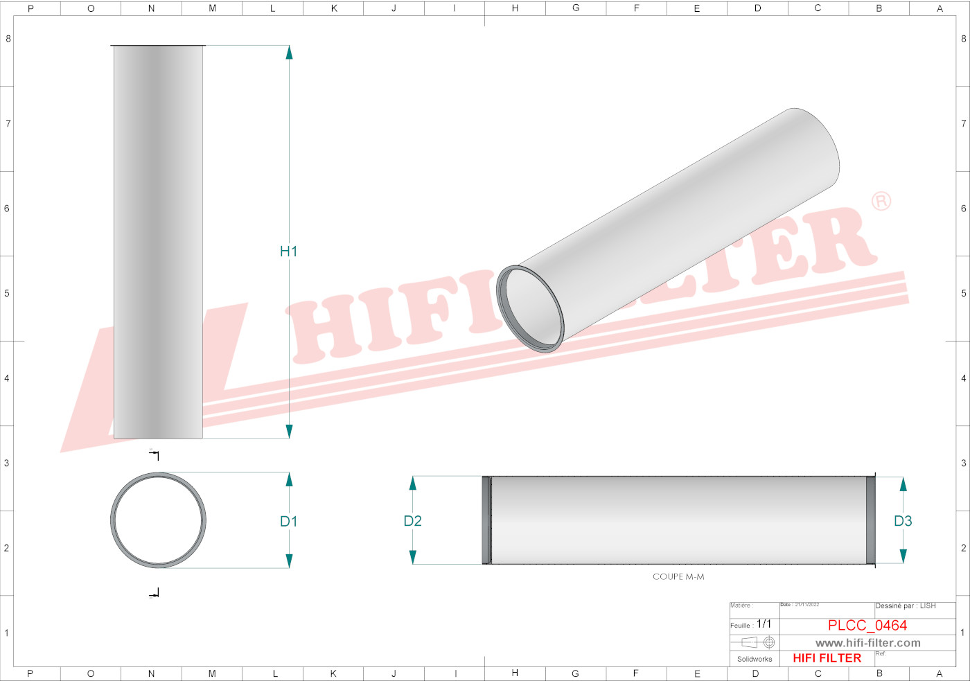 Schema tecnico Filtro carburante