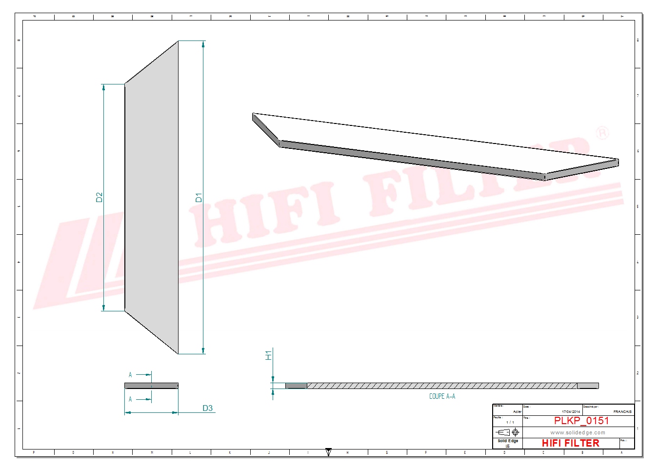 Schema tecnico Prefiltro aria
