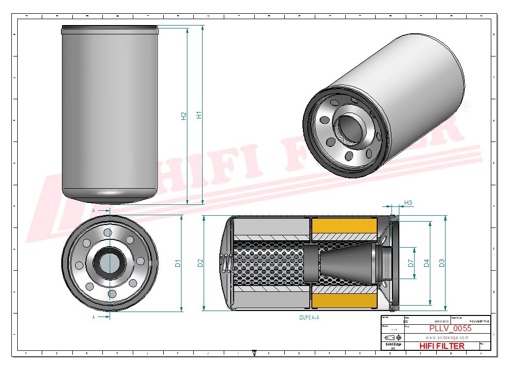 Schema tecnico Filtro olio 10XG512511 per trattori e macchine agricole
