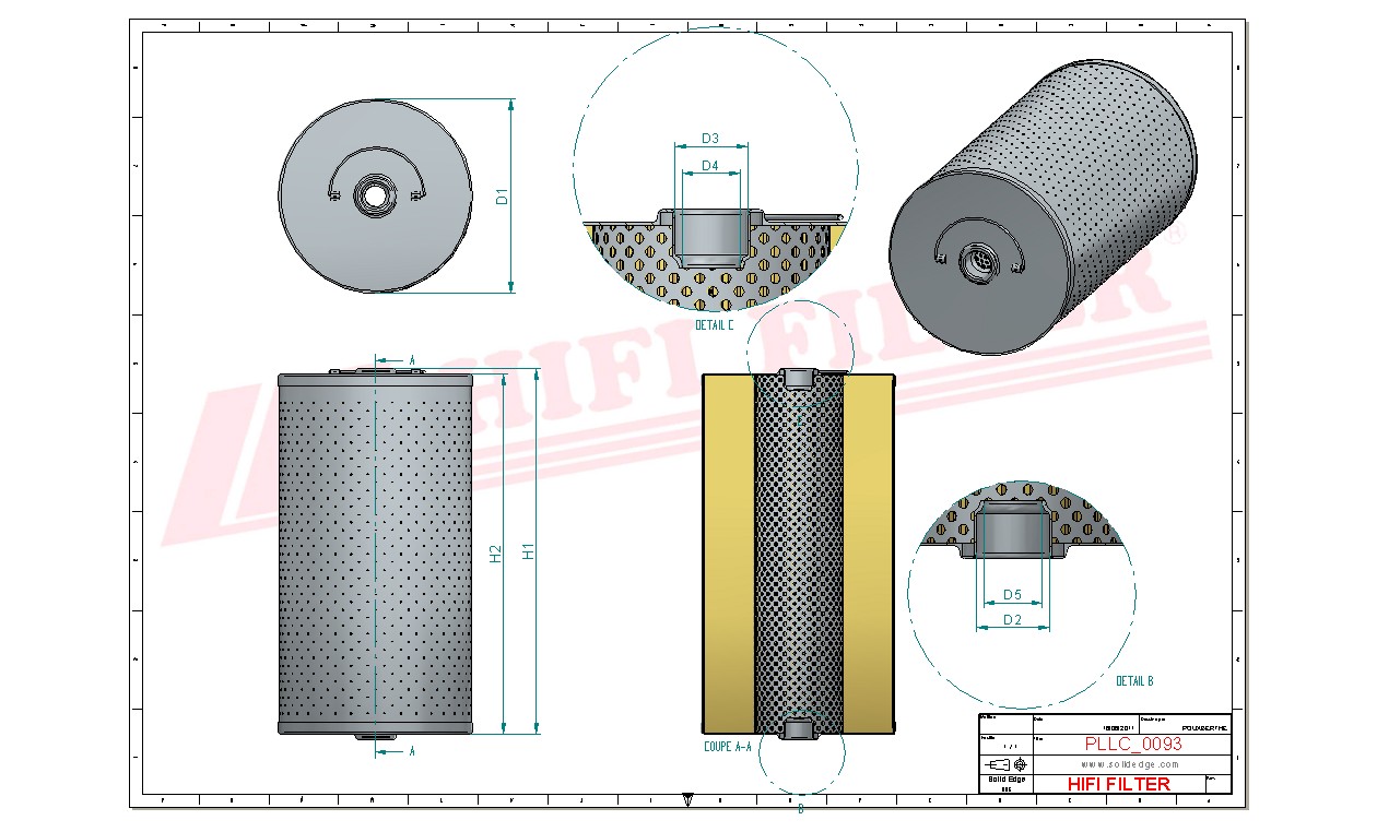 Schema tecnico Filtro olio