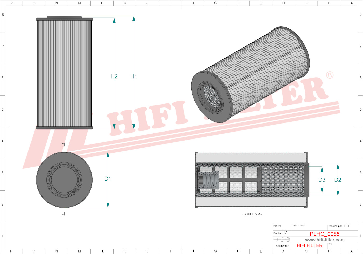 Schema tecnico Filtro olio