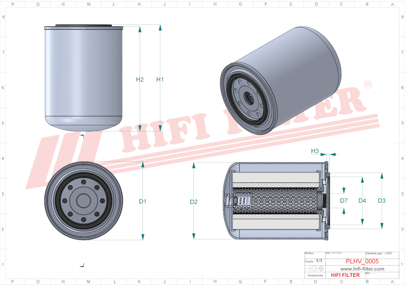 Schema tecnico Filtro idraulico 66433 per trattori e macchine agricole