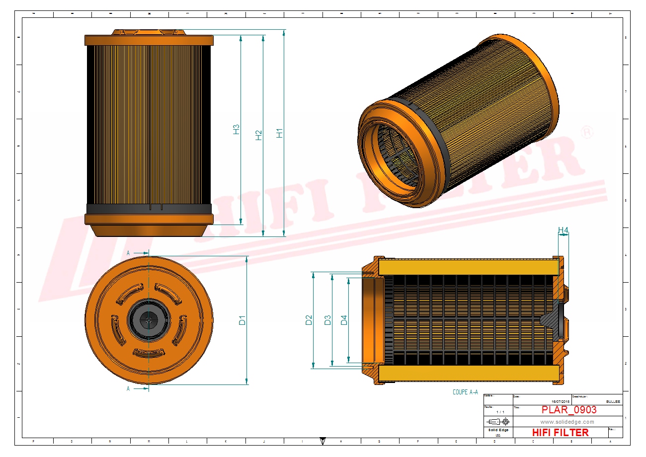 Schema tecnico Filtro aria