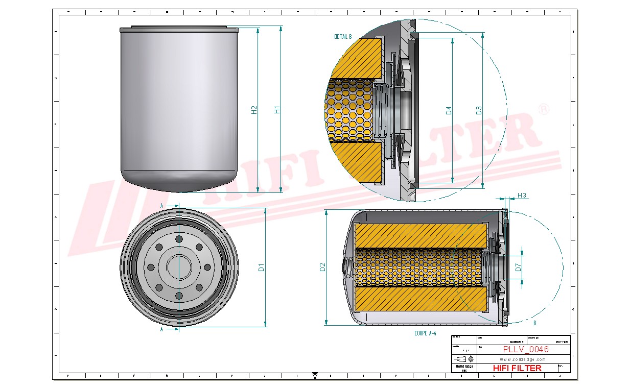 Schema tecnico Filtro olio