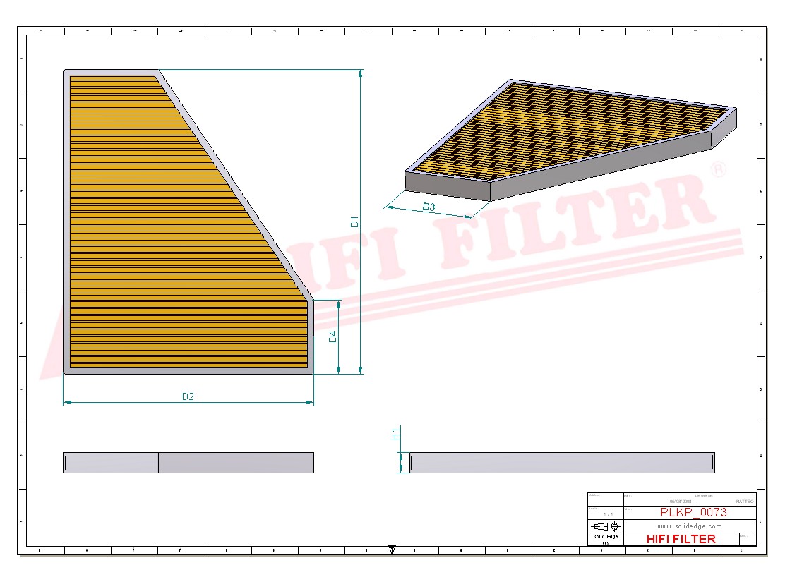 Schema tecnico Filtro abitacolo FL210 per trattori e macchine agricole