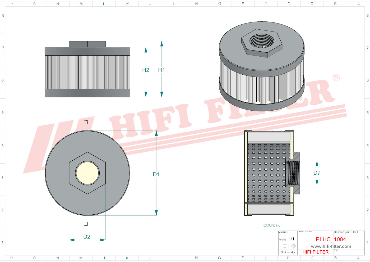 Schema tecnico Filtro idraulico 12181235621 per trattori e macchine agricole