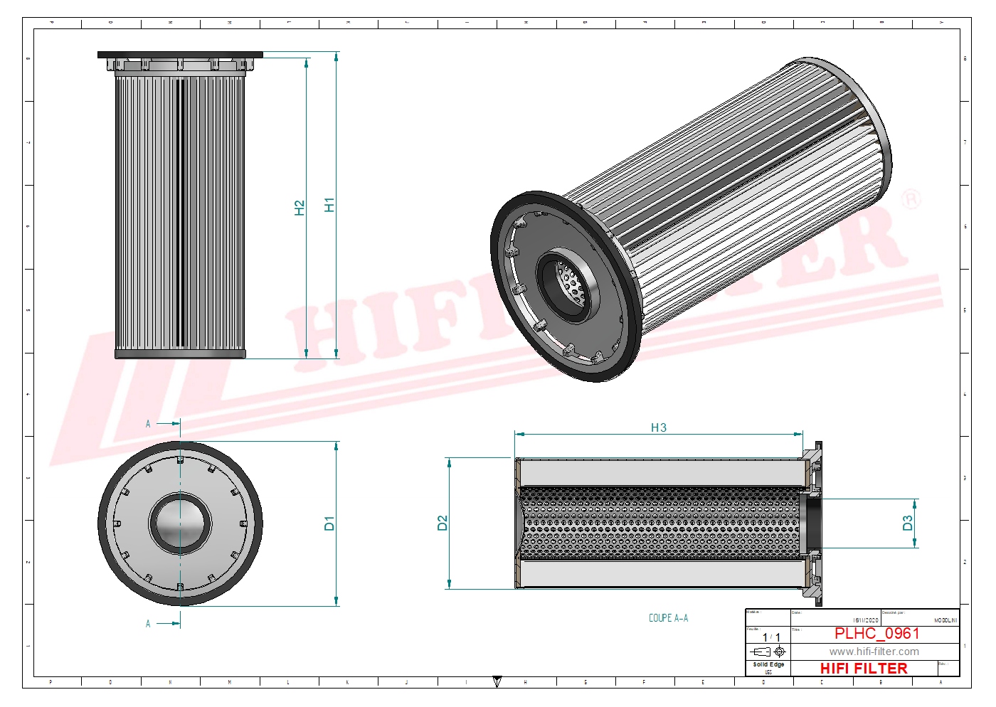Schema tecnico Filtro olio