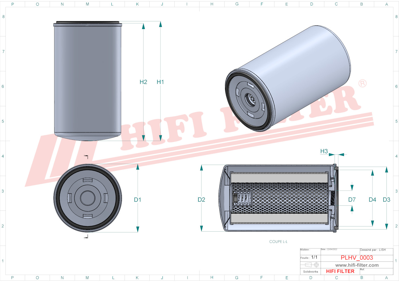 Schema tecnico Filtro idraulico 0005531303 per trattori e macchine agricole