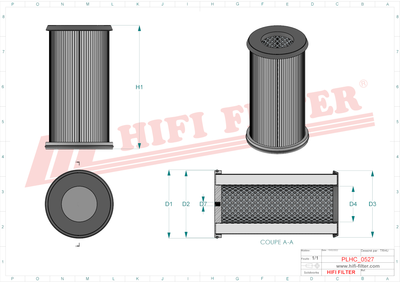 Schema tecnico Filtro olio