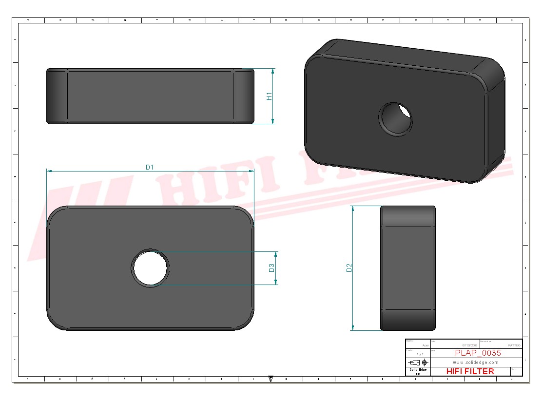 Schema tecnico Filtro aria
