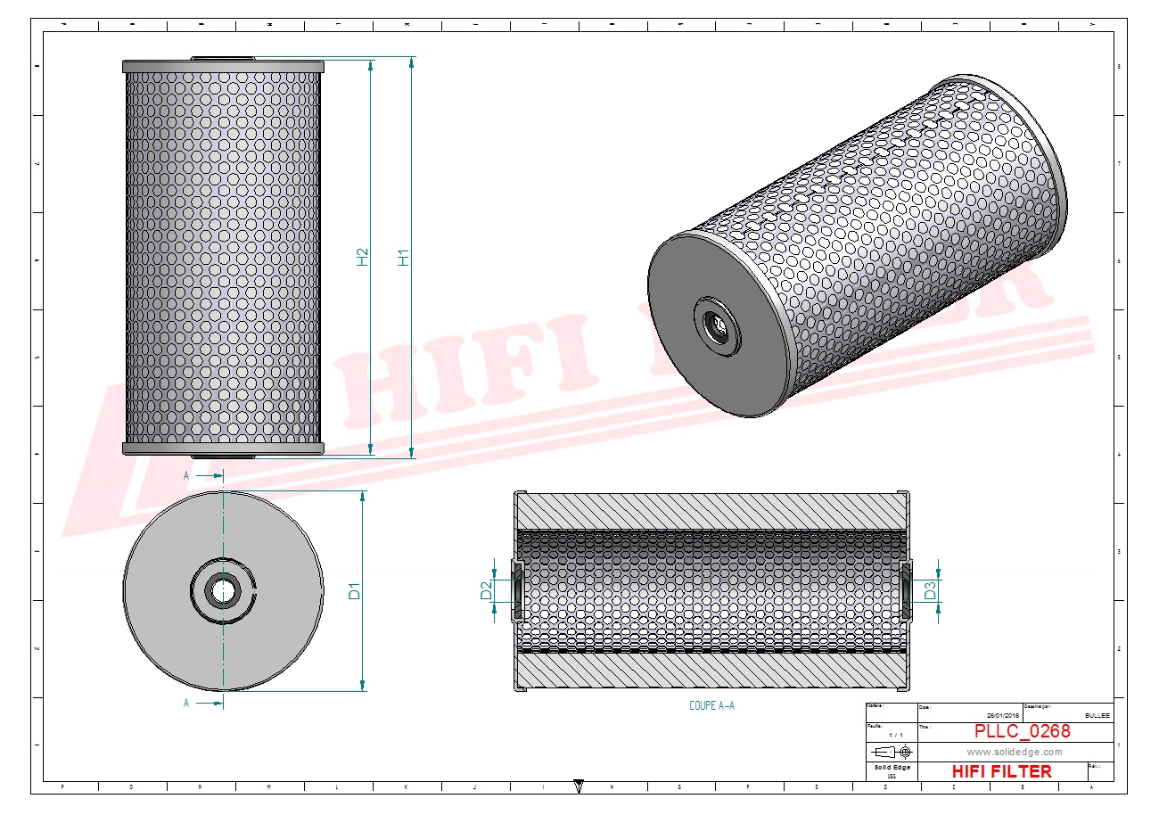 Schema tecnico Filtro olio