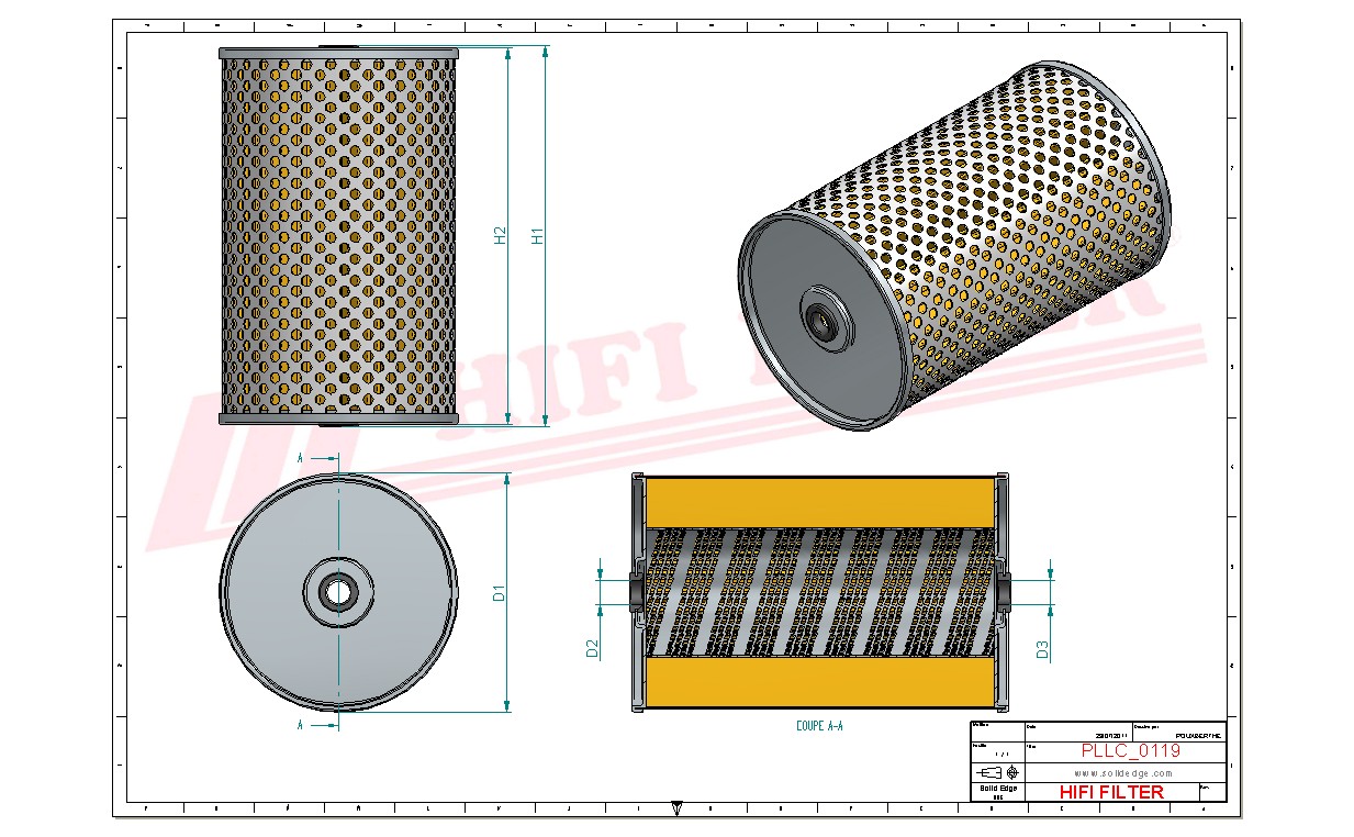 Schema tecnico Filtro olio