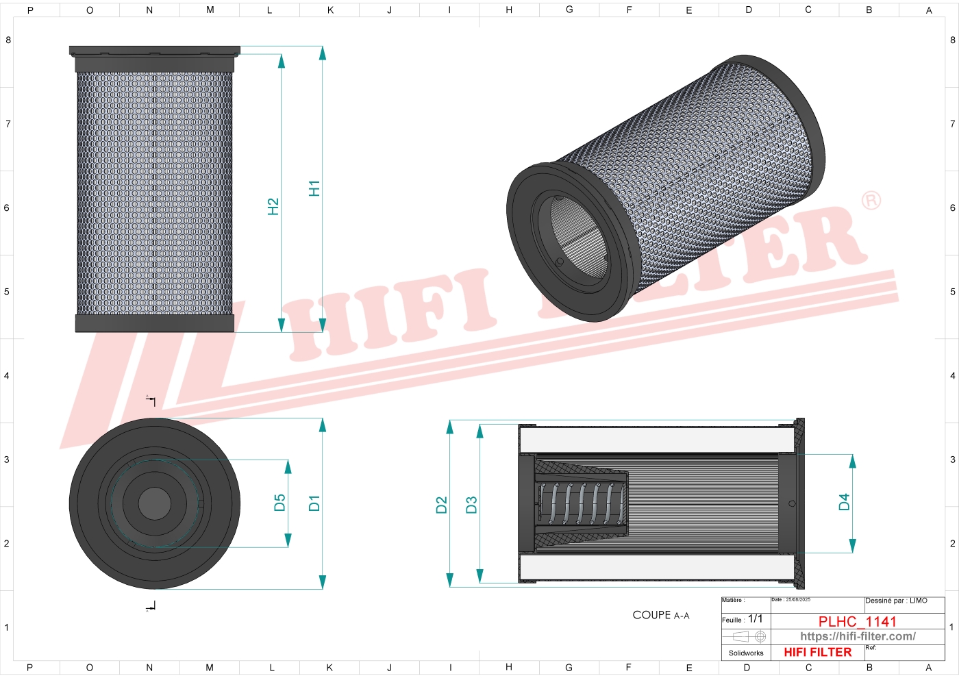 Schema tecnico Filtro olio