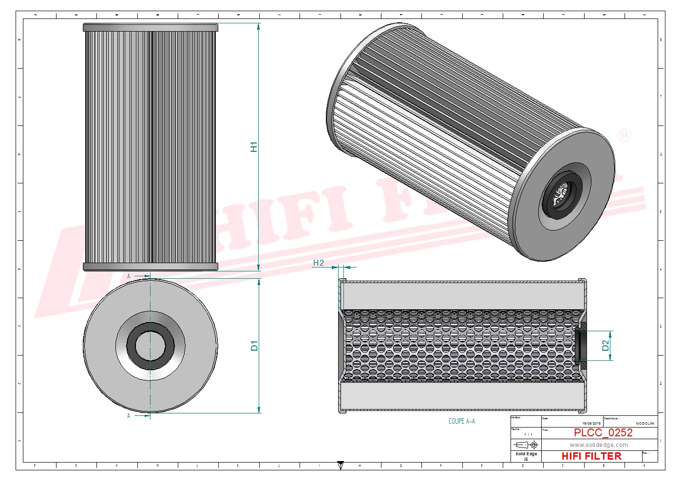 Schema tecnico Filtro carburante 11692531 per trattori e macchine agricole