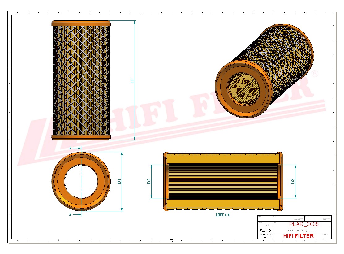 Schema tecnico Filtro aria