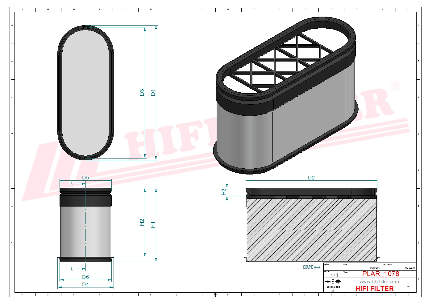 Schema tecnico Filtro aria