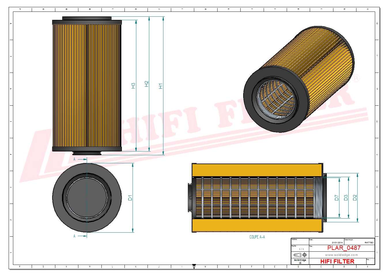 Schema tecnico Filtro aria