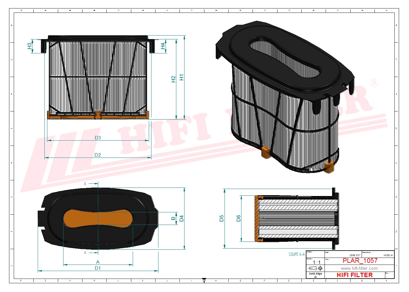 Schema tecnico Filtro aria