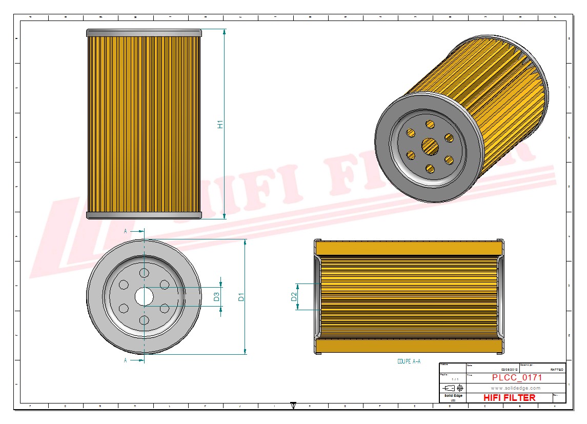 Schema tecnico Filtro carburante 02.05.50006 100µ per trattori e macchine agricole
