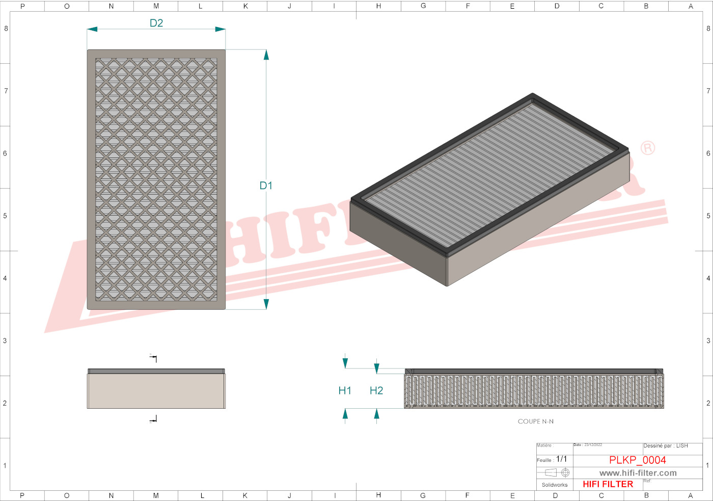 Schema tecnico Filtro abitacolo