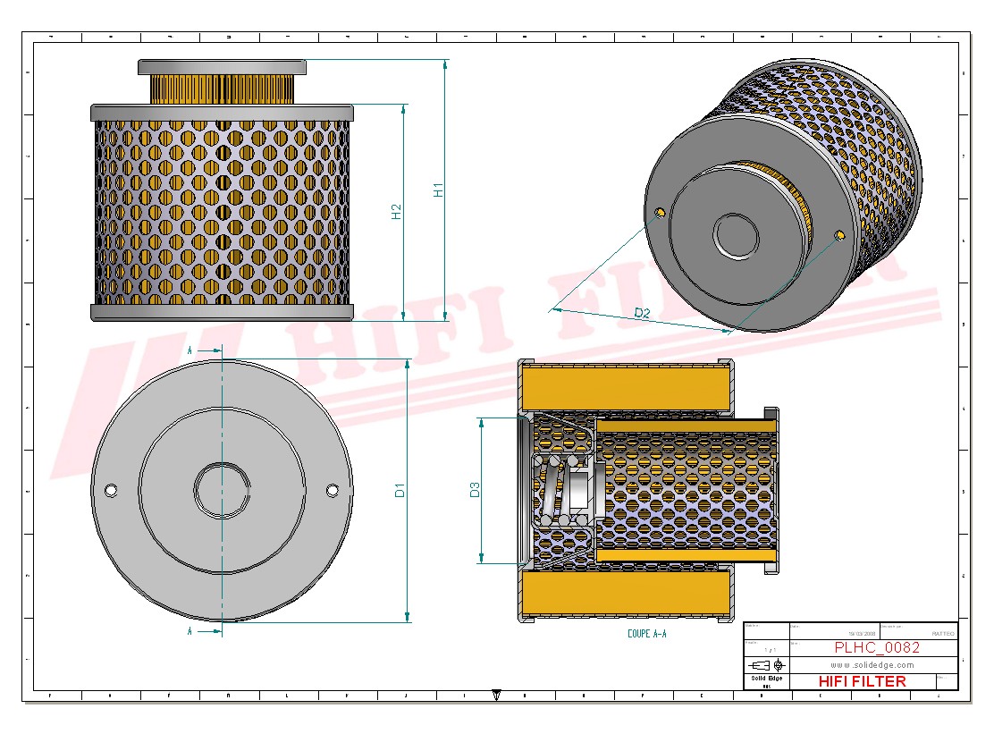 Schema tecnico Filtro olio