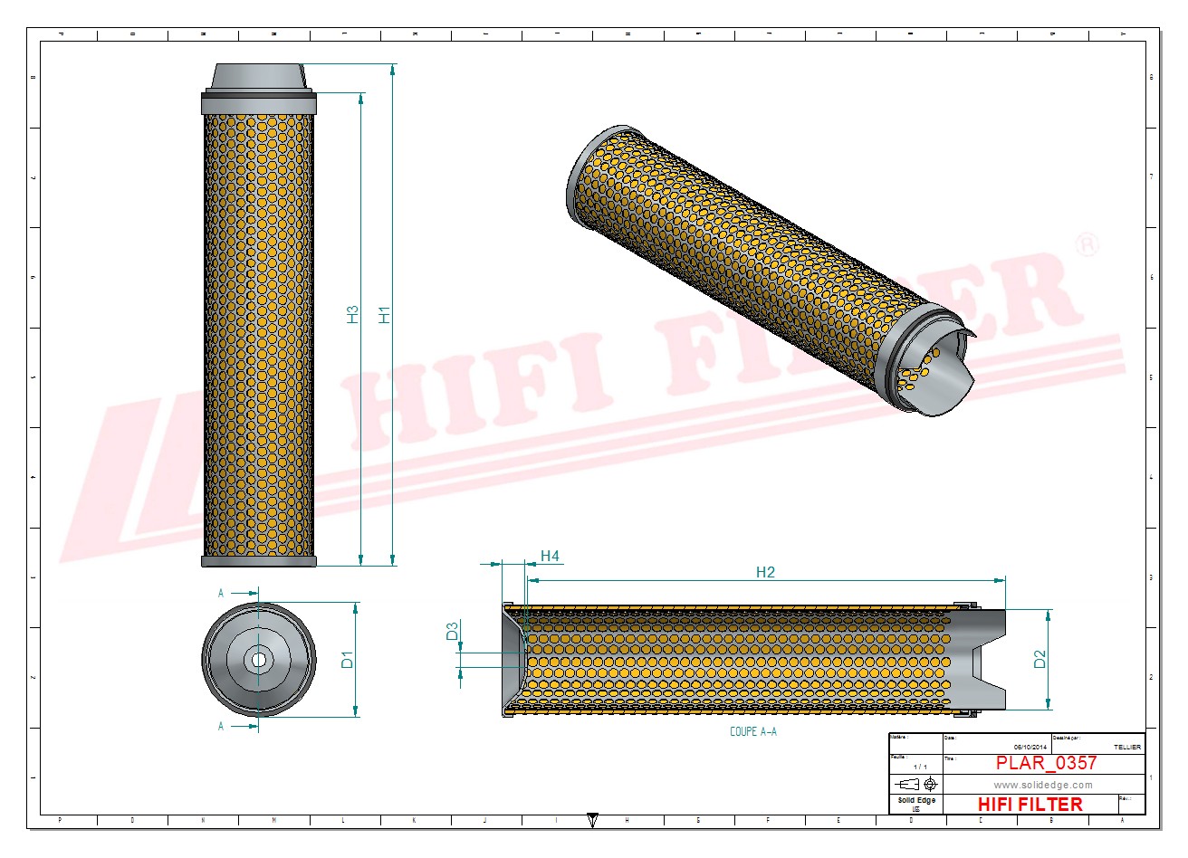 Schema tecnico Filtro aria